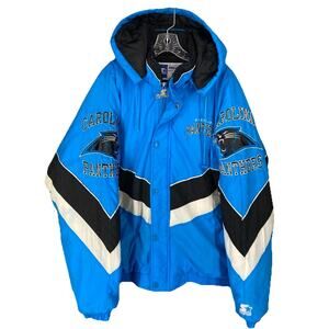 🏈 Vintage Starter Panthers Jacket | Men’s L | Blue NFL Hooded Coat